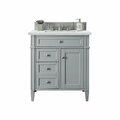 James Martin Vanities Brittany 30in Single Vanity, Urban Gray, w/ 3 CM Ethereal Noctis Quartz Top 650-V30-UGR-3ENC